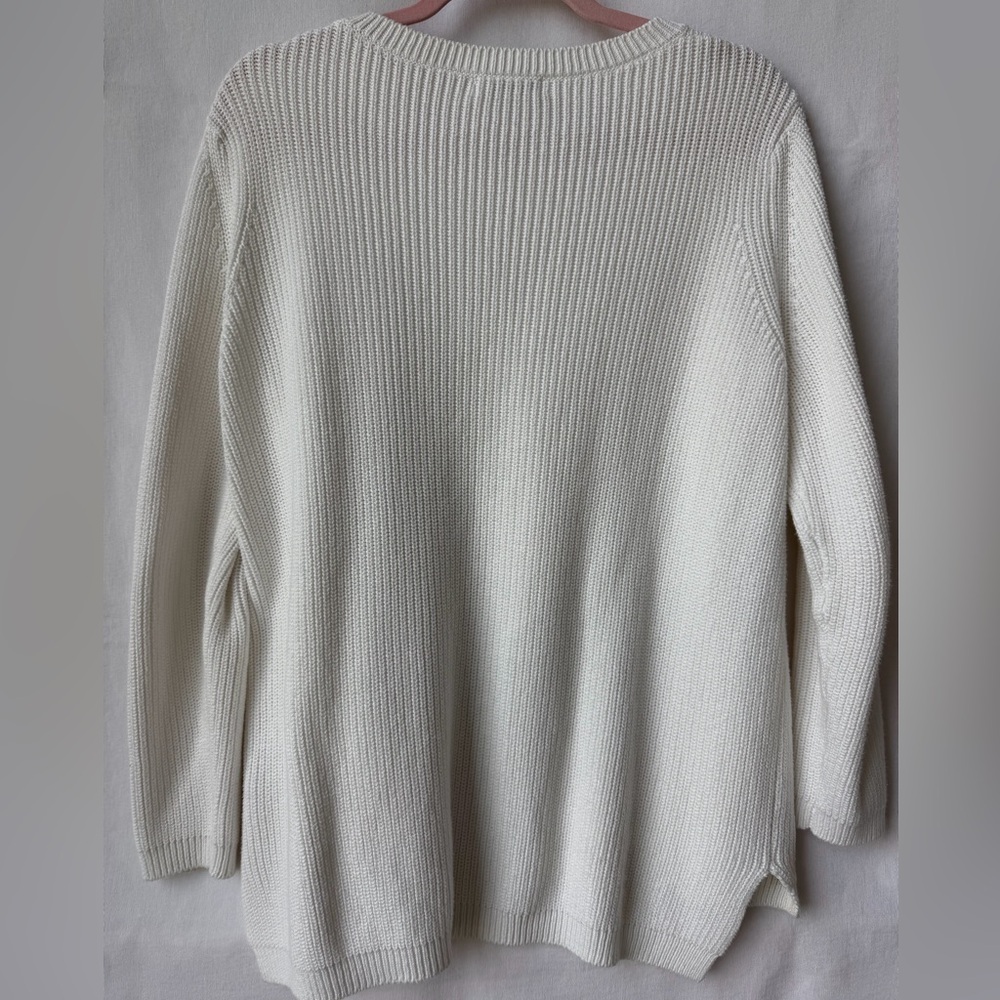 525 American White Emma Shaker Sweater Size Medium - Picture 6 of 6